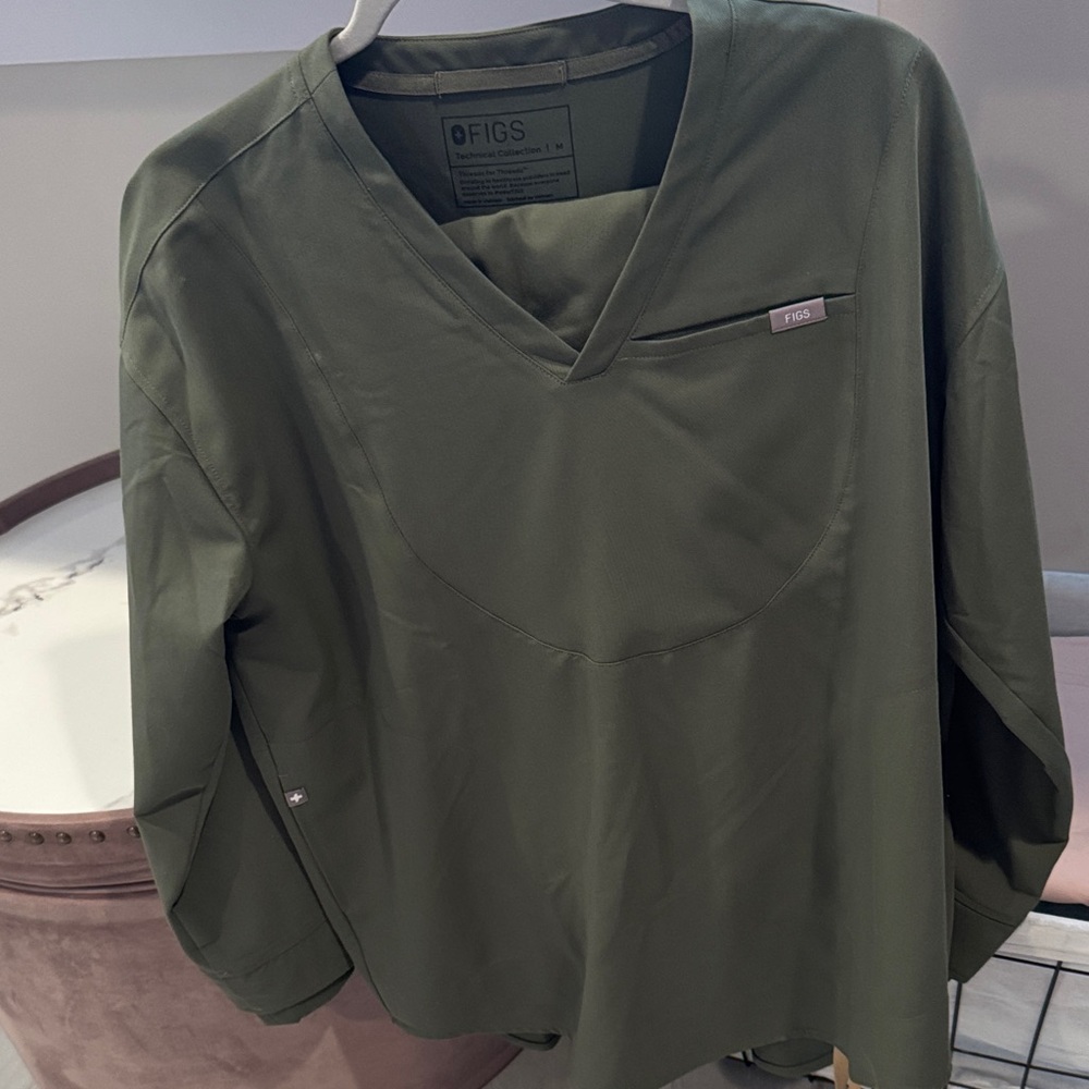 Figs Olive Green Scrub Top